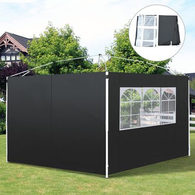 Outsunny 3m Gazebo Exchangeable Wall Panels - Black