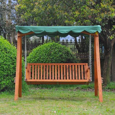 Outsunny Swing Chair 3 Seater Swinging Wooden Hammock - green