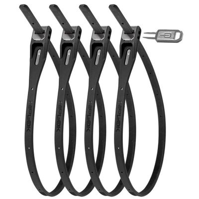 Hiplok Z-LOK Armoured Reusable Tie - 4 Pack - Black