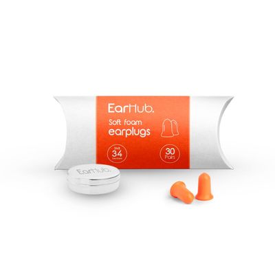 Earhub Premium Soft Foam Earplugs Orange - 30 Pair