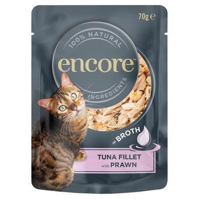 Encore Wet Cat Food in Broth Pouch 70g - Tuna Fillet with Prawn - Thumbnail 2