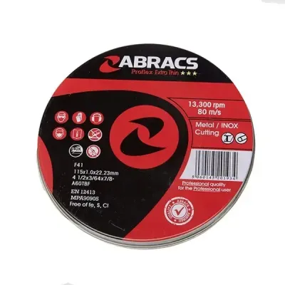 Abracs Proflex Thin Cutting Disc 115Mm X 1.0Mm 22Mm Flat Inox - Tin Of 10 | Pfet11510Fi (Tin) | Euro Car Parts