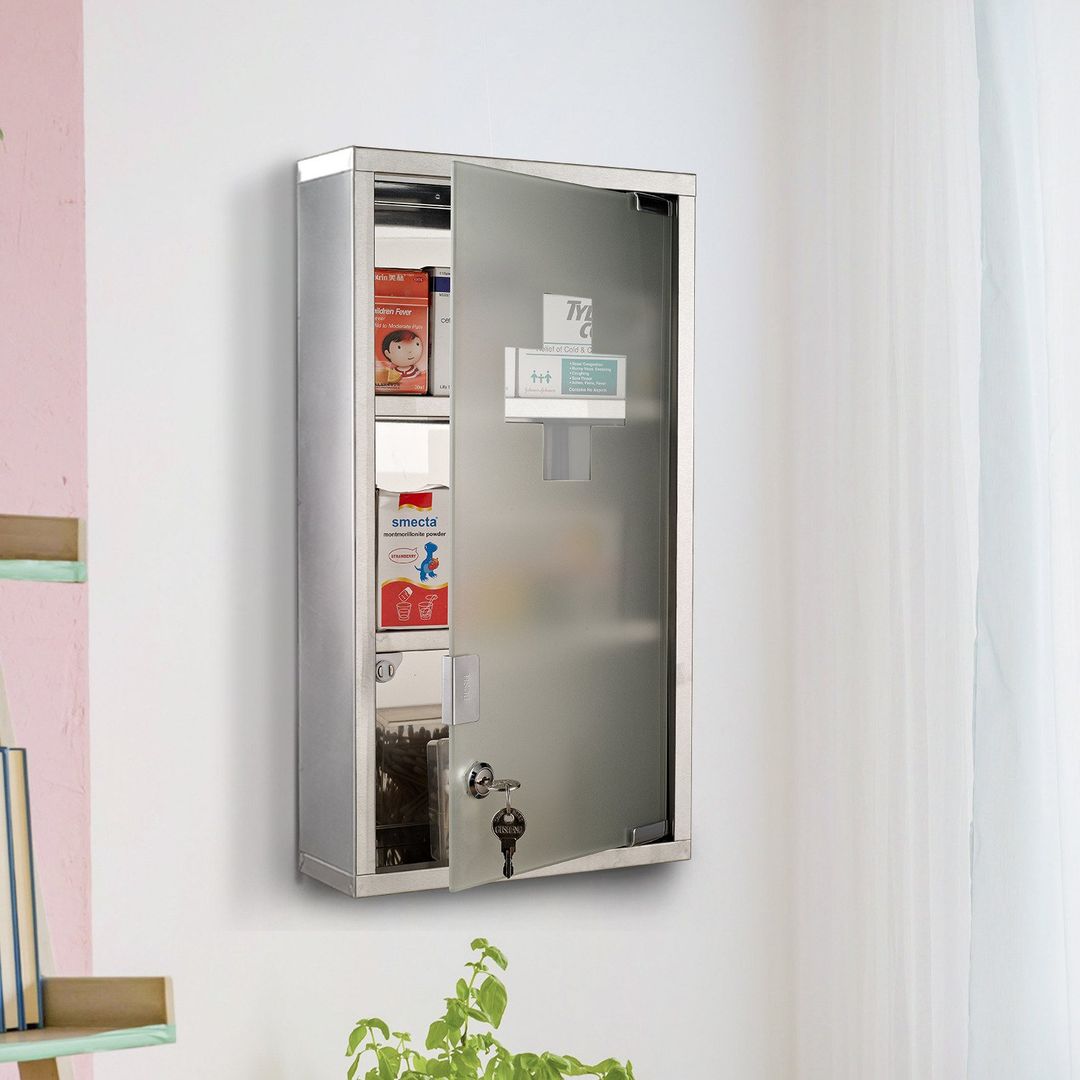 Stainless Steel Wall Mounted Medicine Cabinet - Silver - Image 1