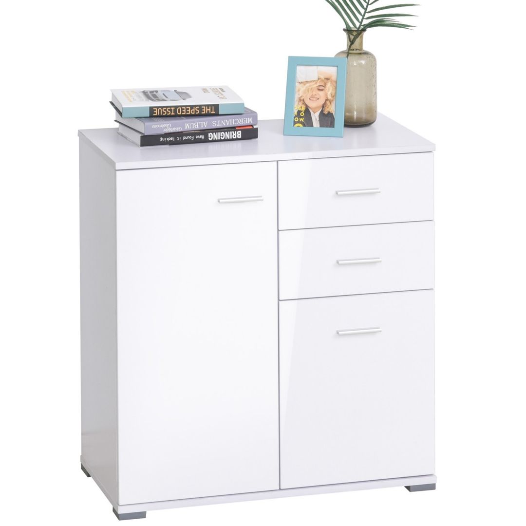 HOMCOM Modern High Gloss Sideboard - White - Image 1