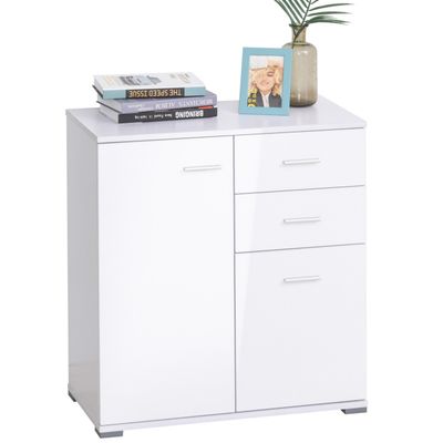 HOMCOM Modern High Gloss Sideboard - White