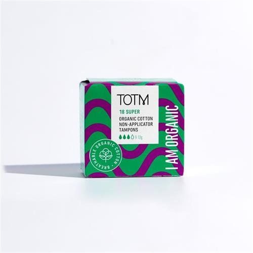 TOTM Organic Cotton Non-Applicator Tampon Super (Pack 18) - 0606008 - Image 1
