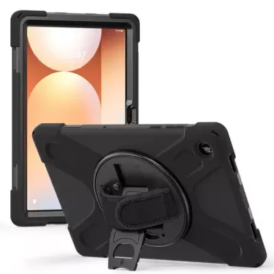 Techair TAXSGA044H Samsung Tab A11+ military grade drop protection rugged case with hand strap - Thumbnail 2