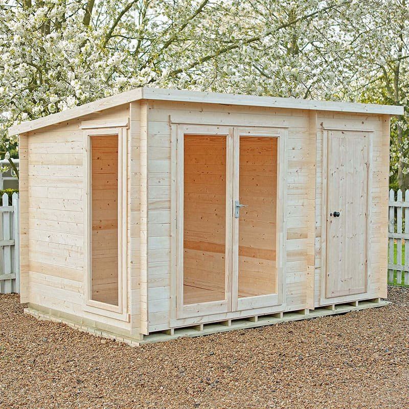 Shire Walsoken 3.6m x 2.4m Log Cabin with Side Shed (19mm) - Image 1