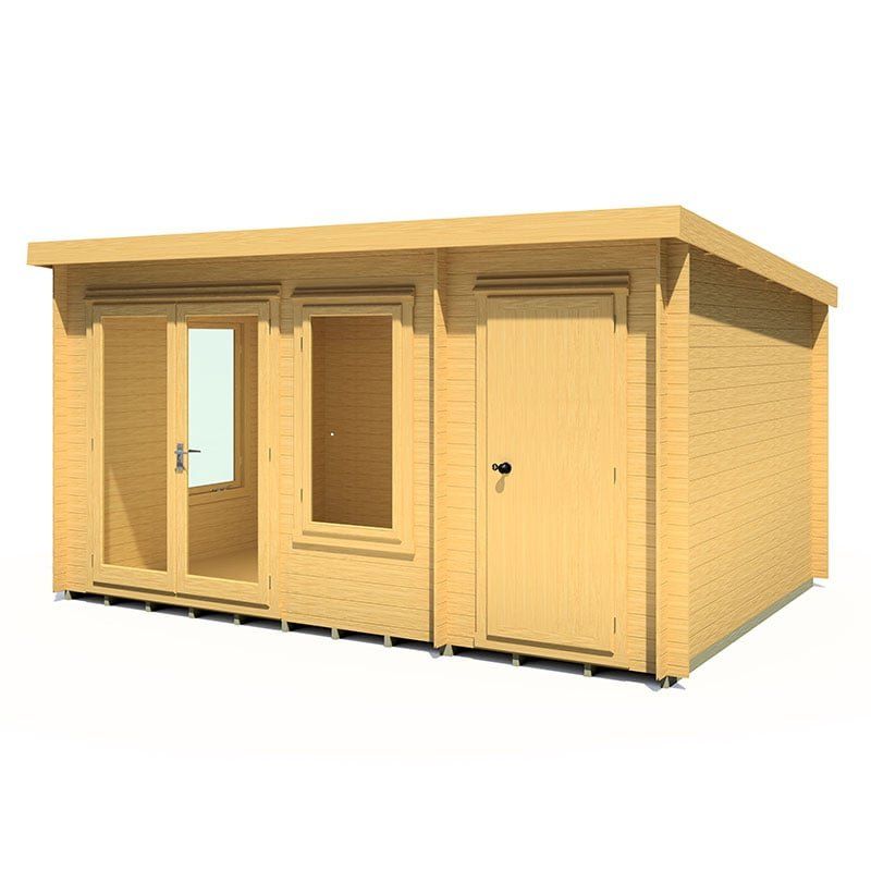 Shire Elm 4.2m x 3m Log Cabin with Side Shed (19mm) - Image 1