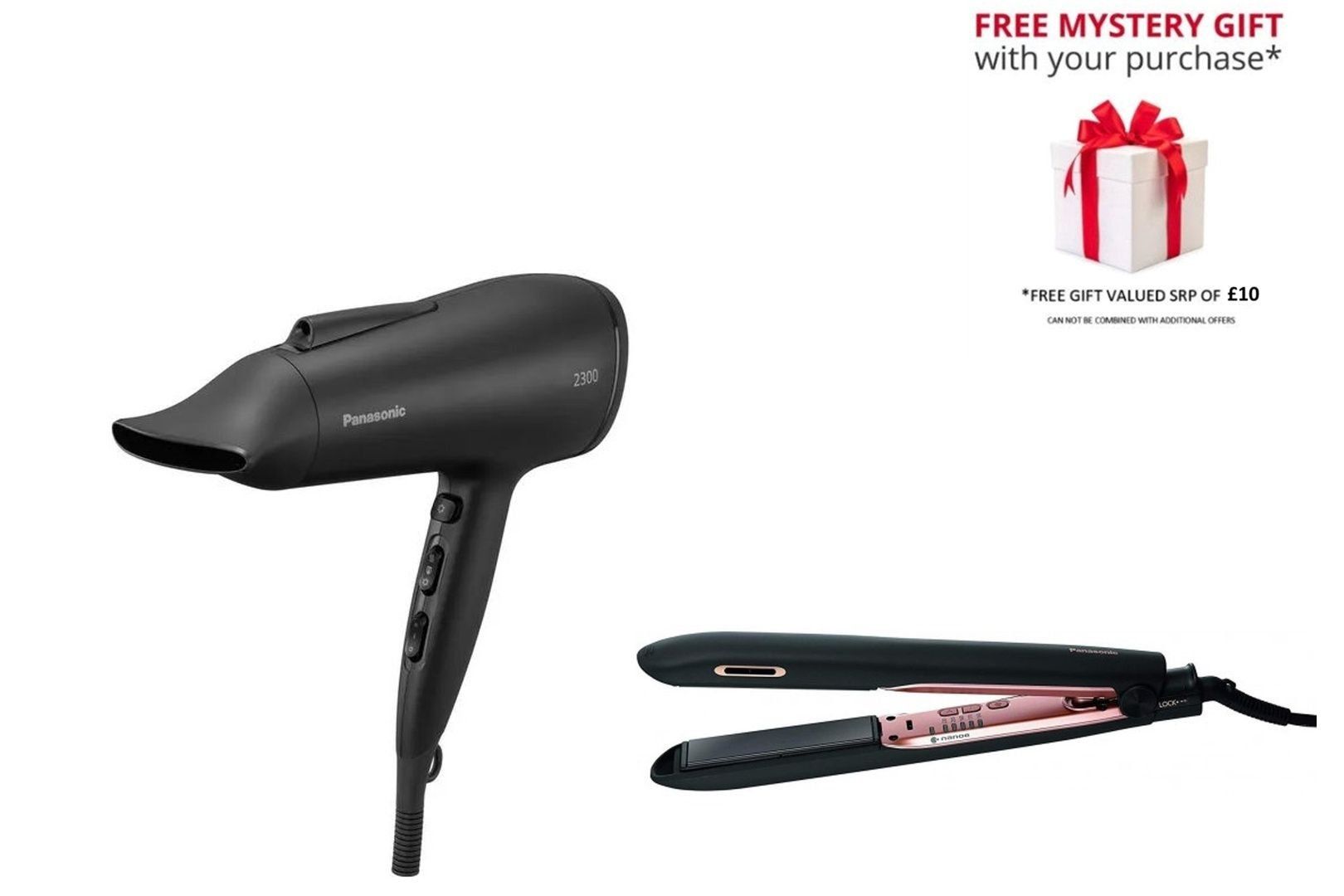 Panasonic EH-NE85, EH-HS99 Hair Dryer & Nanoe Ceramic Hair Straightener Set in Black - Image 1