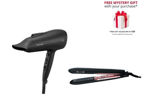 Panasonic EH-NE85, EH-HS99 Hair Dryer & Nanoe Ceramic Hair Straightener Set in Black