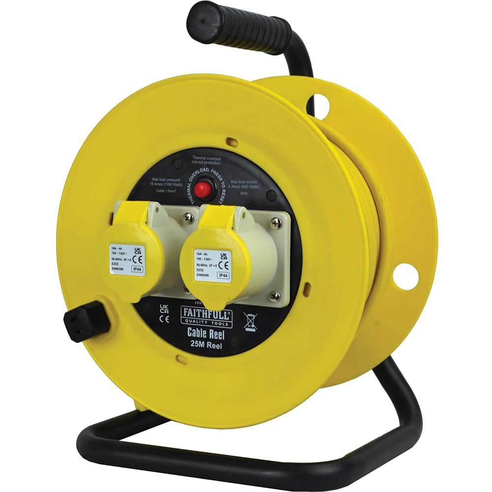 Sirius 2 Socket Cable Extension Reel 110v 25m - Image 1