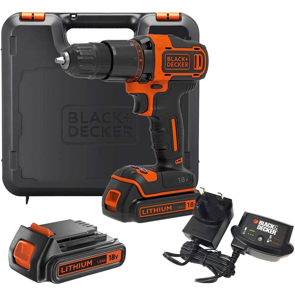 Black and Decker BCD700S 18v Cordless Combi Drill 2 x 1.5ah Li-ion Battery Charger Case - Image 1