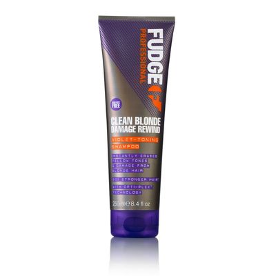 FUDGE Clean Blonde Damage Rewind Purple Violet Toning & Repair Shampoo 250ml in Clear