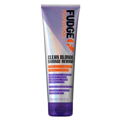 FUDGE Clean Blonde Damage Rewind Purple Violet Toning & Repair Conditioner 250ml in Clear