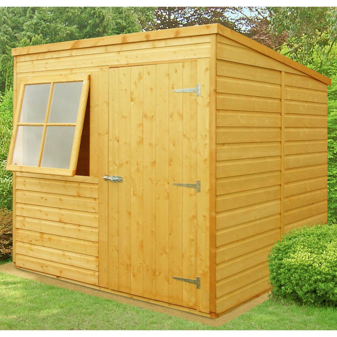 6'7 x 7' Shire Shiplap Pent Wooden Garden Shed (2.01m x 2.15m) - Image 1