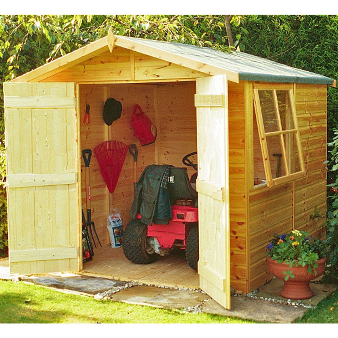 6'9 x 6'6 Shire Alderney Double Door Wooden Garden Shed (2.05m x 1.98m) - Image 1