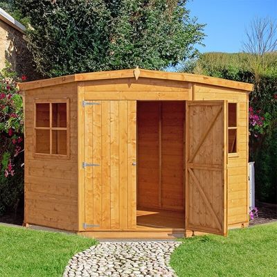 7'5 x 7'5 Shire Shiplap Wooden Corner Garden Shed (2.33m x 2.33m)