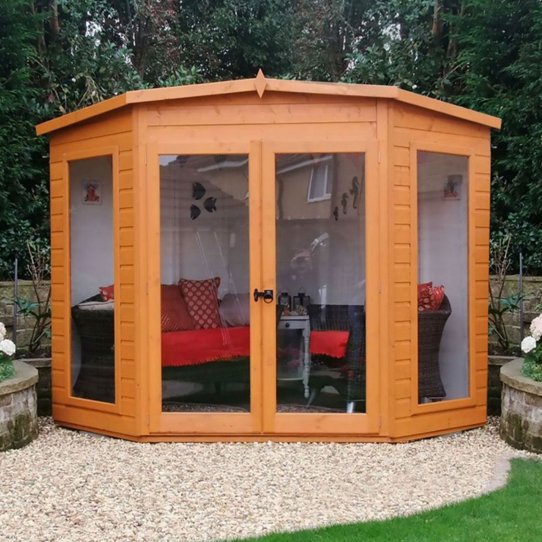 7' x 7' Shire Barclay Corner Wooden Summerhouse (2.2x2.2m) - Image 1
