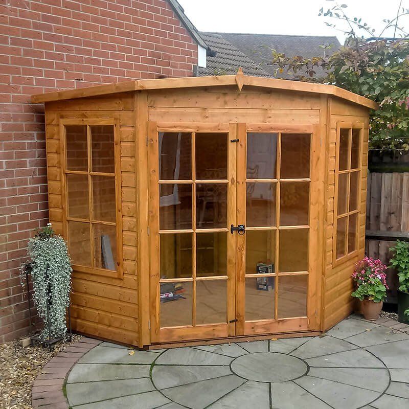 7'5x7'5 Shire Hampton Traditional Corner Wooden Summer House - Image 1