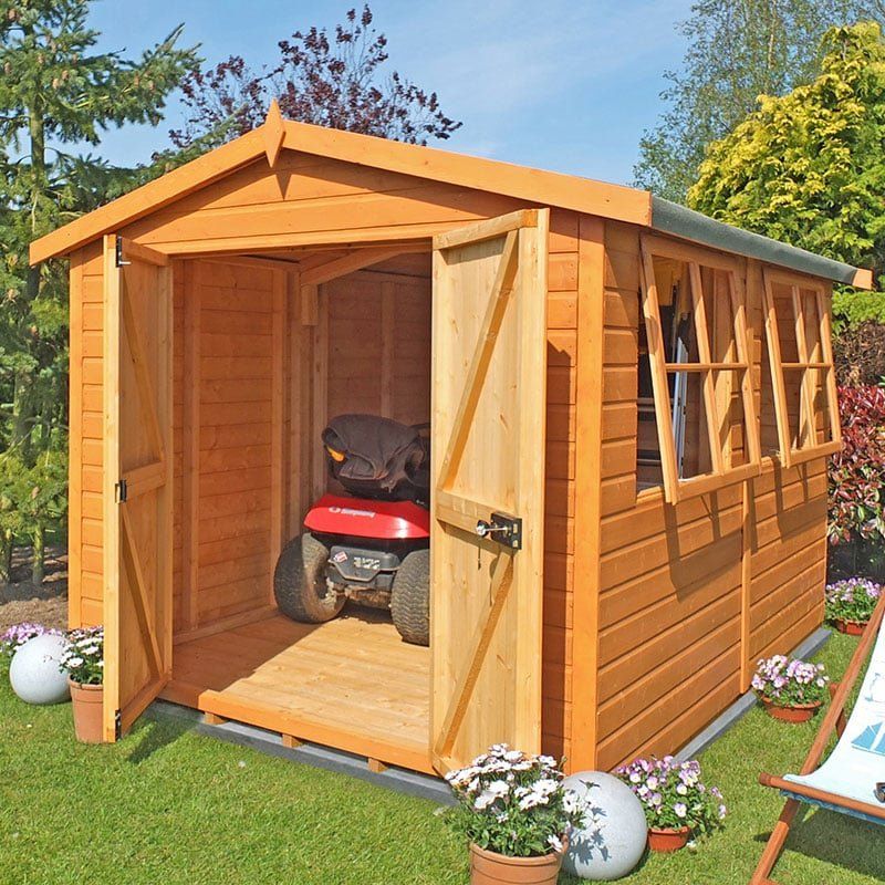 10' x 10' Shire Bison Heavy Duty Double Door Wooden Workshop (3.16m x 3.21m) - Image 1
