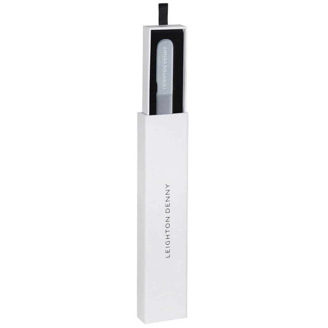 Leighton Denny Large Crystal Nail File (195mm) & Storage Box in White - Image 1