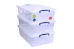 Really Useful Nestable Plastic Storage Box 43 Litre Clear (Pack of 3) - Image 1