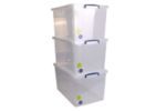 Really Useful Nestable Plastic Storage 83 Litre Clear (Pack of 3) - Image 1