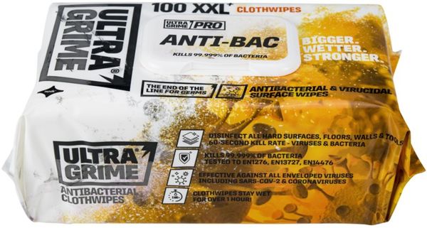 Ultragrime Pro ANTI-BACTERIAL XXL + Clothwipes 100 Pack