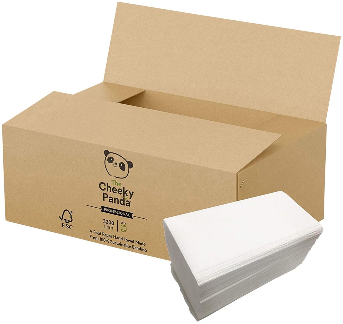 Cheeky Panda 2-Ply V-Fold Bamboo Hand Towel 160 Sheets White (Pack of 20) VHANDTW20 - Image 1