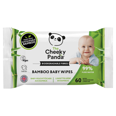 Cheeky Panda Sustainable Biodegradable Bamboo Baby Wipe 60 Wipes Per Pack (Pack 12) - BABYWX12-GBR - Thumbnail 2