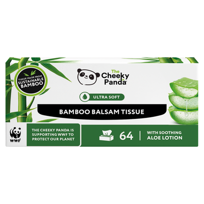 Cheeky Panda Sustainable Plastic-Free Bamboo Balsam Flat Facial Tissues 3 Ply 64 Sheets Per Pack (Pack 12) - Balstx12 - Thumbnail 2