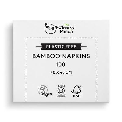 Cheeky Panda Sustainable Large Bamboo Napkins 40 X 40Cm 100 Napkins Per Pack (Pack 4) - Pfcnapkxl4