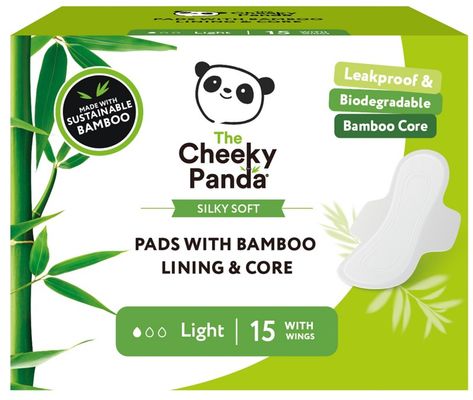 Cheeky Panda FSC Sanitary Pads With Bamboo Lining & Core Light (Pack 15) - SPADS240MM