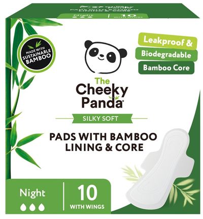 Cheeky Panda FSC Pads With Bamboo Lining & Core Night (Pack 10) - SPADS350MM