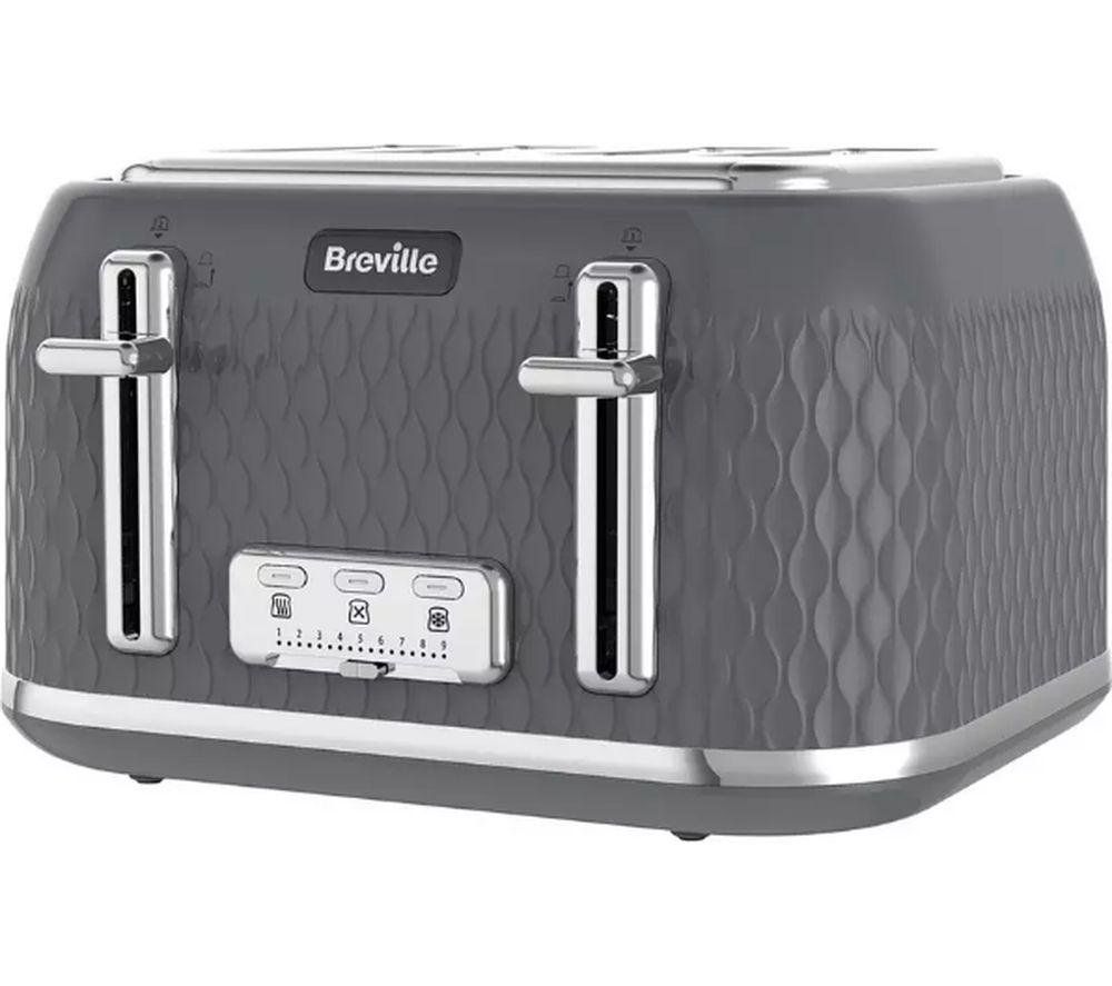 BREVILLE Curve VTR013 4-Slice Toaster - Grey, Silver/Grey - Image 1