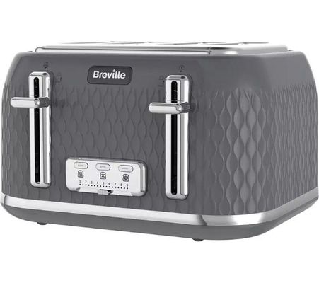 BREVILLE Curve VTR013 4-Slice Toaster - Grey, Silver/Grey