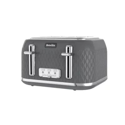 BREVILLE Curve VTR013 4-Slice Toaster - Grey, Silver/Grey - Thumbnail 2