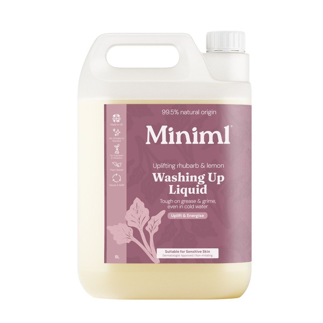 Miniml Washing Up Liquid Uplifting Rhubarb & Lemon 5L Refill - Image 1