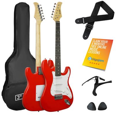 3RD AVENUE Full Size 4/4 Electric Guitar Starter Bundle - Red, Red