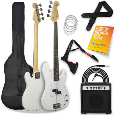 3RD AVENUE Full Size 4/4 Electric Bass Guitar Bundle - White, White