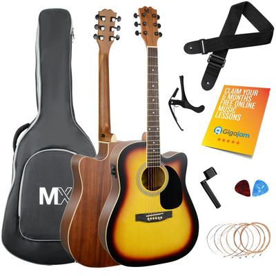 3RD AVENUE MX Cutaway Premium Electro-Acoustic Guitar Bundle - Sunburst, Brown,Yellow,Black