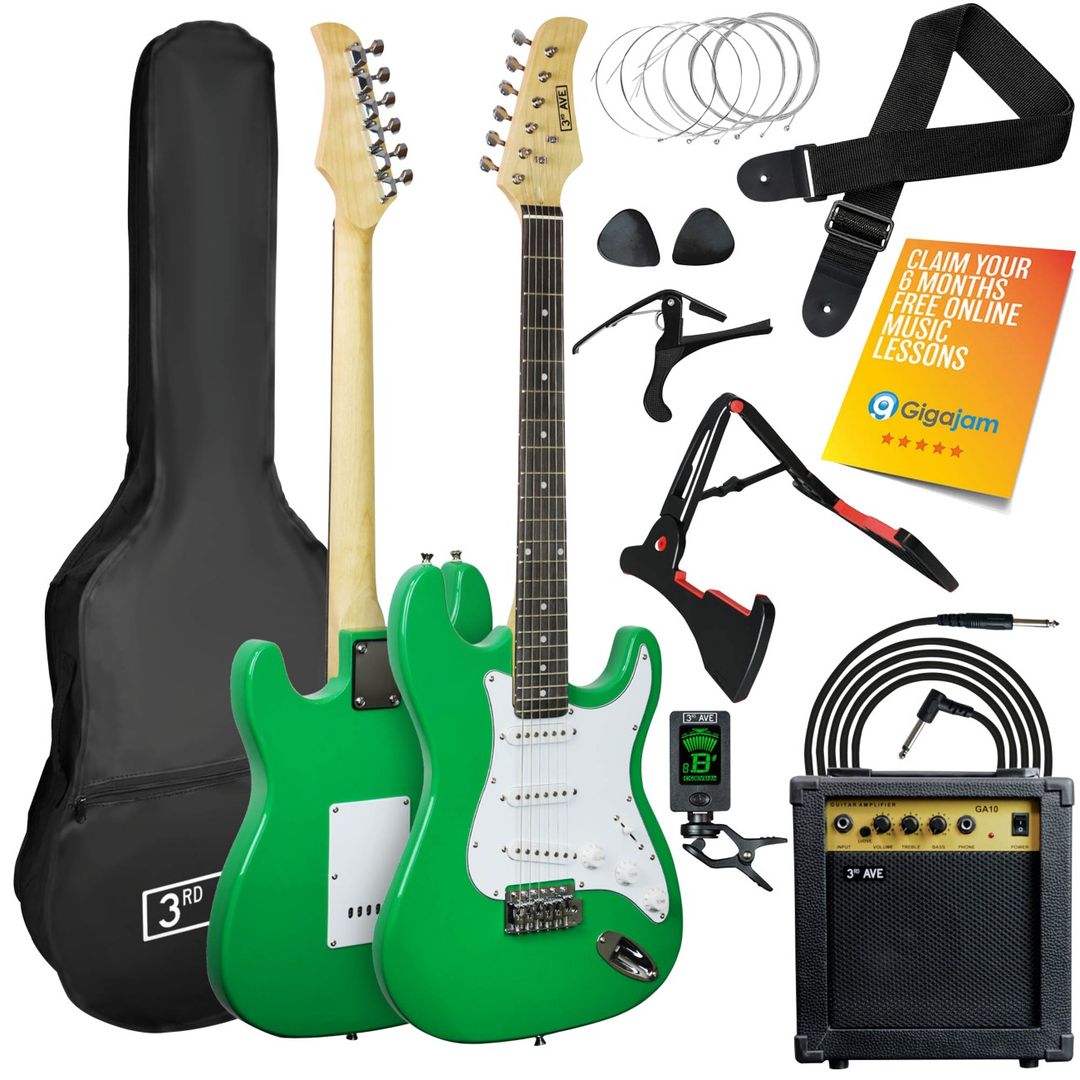 3RD AVENUE Full Size 4/4 Electric Guitar Bundle - Green, Green - Image 1