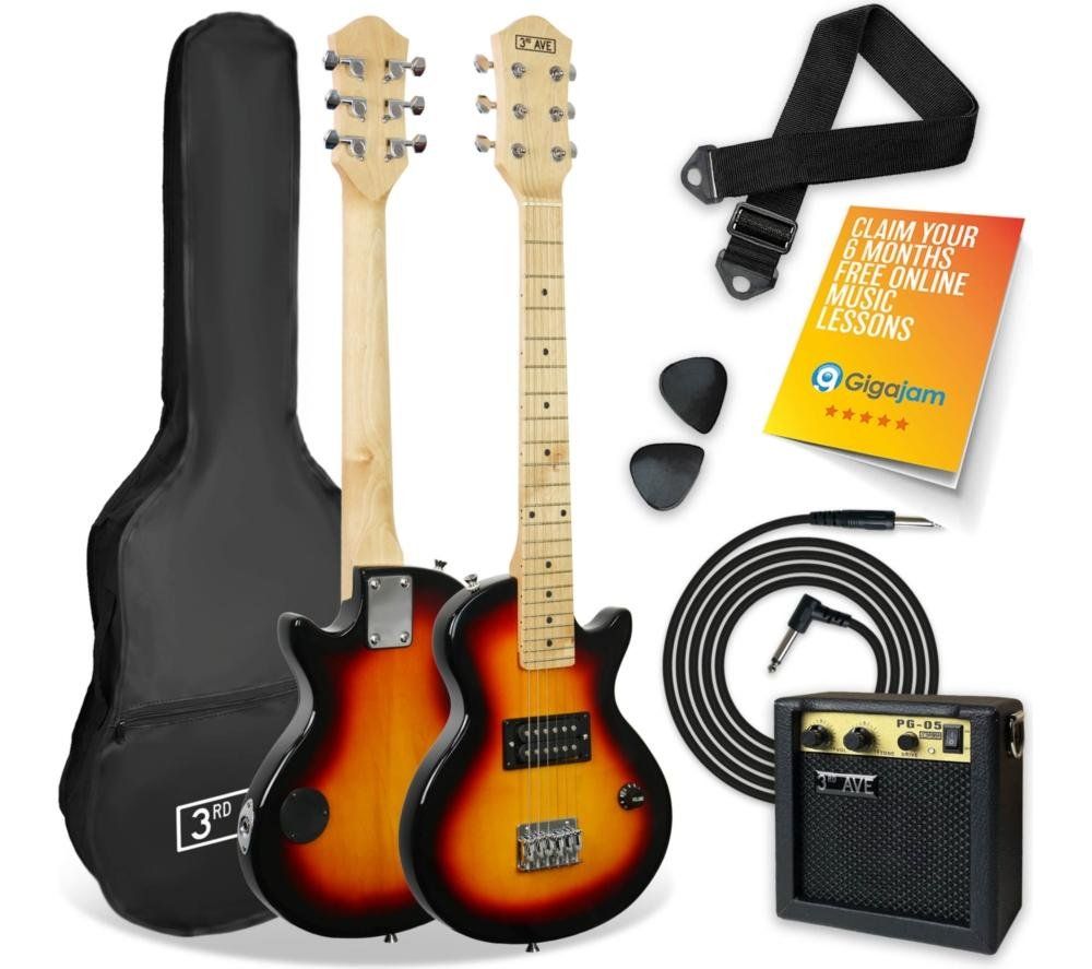 3RD AVENUE 1/2 Size Kids Rock Electric Guitar Bundle - Sunburst, Yellow,Red - Image 1