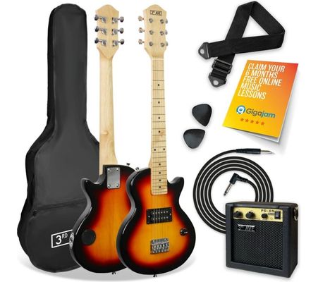 3RD AVENUE 1/2 Size Kids Rock Electric Guitar Bundle - Sunburst, Yellow,Red