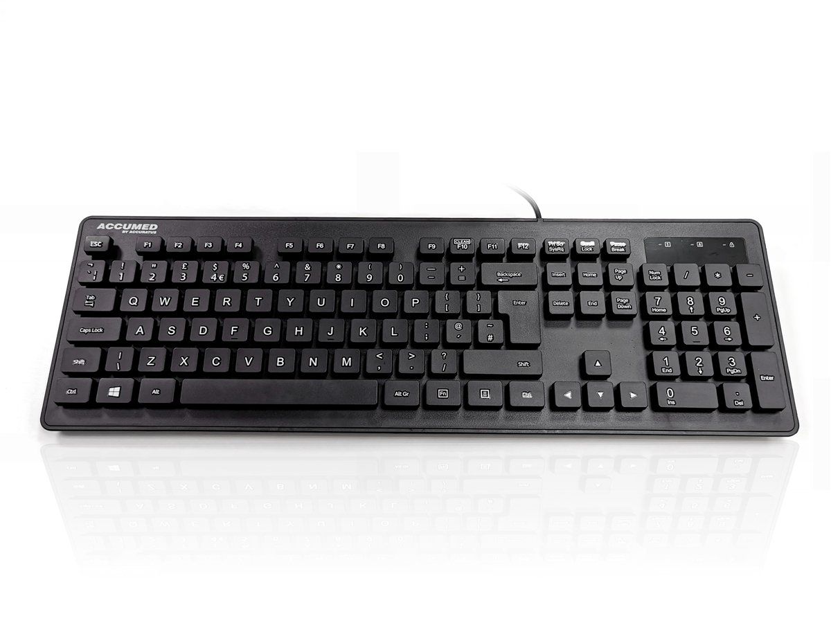 Accuratus AQUA keyboard Medical USB QWERTY UK English Black - Image 1