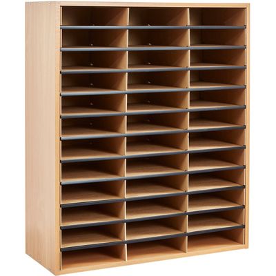 36 Section Literature Office or Classroom Storage Organiser - Brown