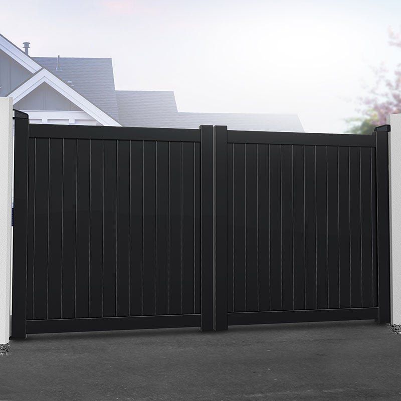 Devon Premium Metal Driveway Double Gates - Black - Image 1