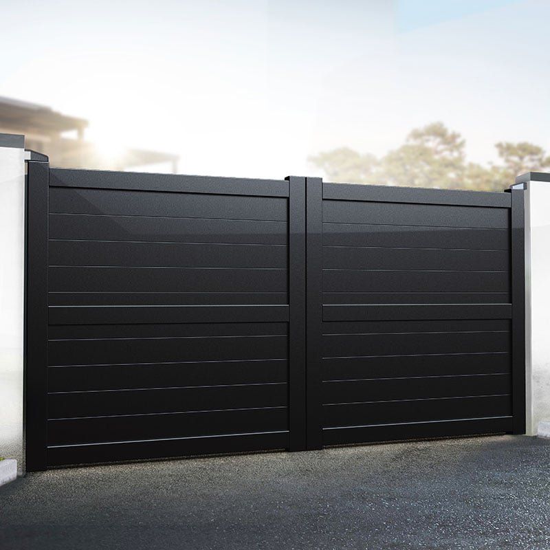 Exeter Premium Metal Driveway Double Gates - Black - Image 1