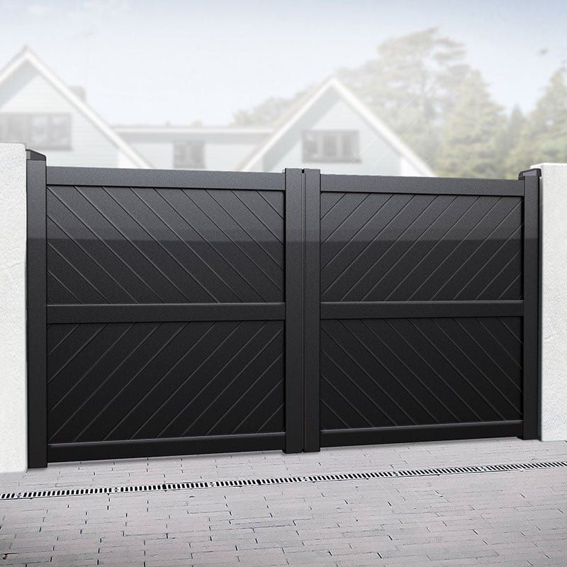 Barnstaple Premium Metal Driveway Double Gates - Black - Image 1